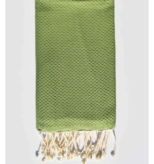 FOUTA Nid d'abeille unie vert olive - 1