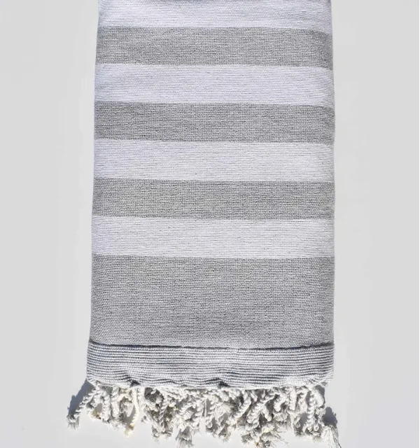 Fouta éponge gris clair et gris - 1