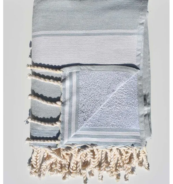 Fouta éponge bleu dragée - 2