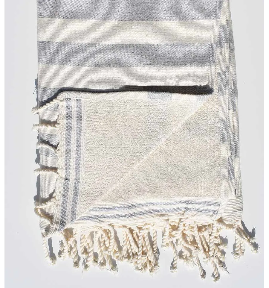 Éponge blanc crème et gris Fouta Tunisia - 2