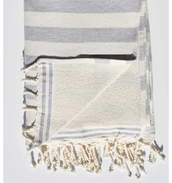 Éponge blanc crème et gris Fouta Tunisia - 2