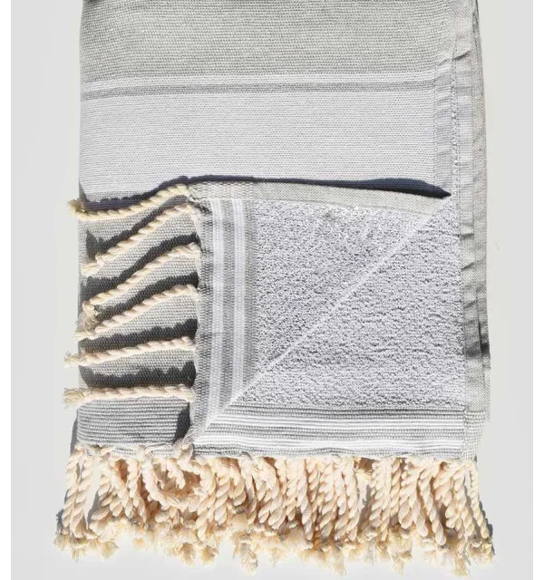 Fouta éponge gris clair Fouta Tunisia - 2