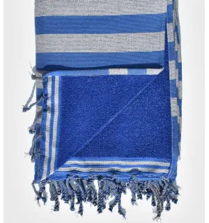 Éponge gris et bleu Fouta Tunisia - 2