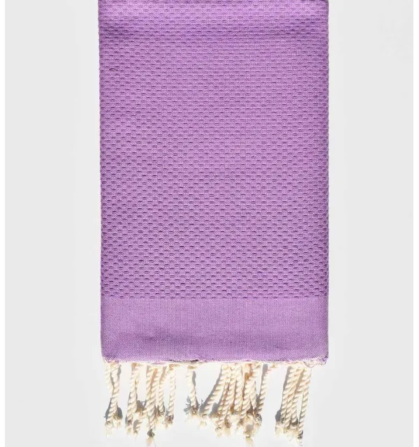 Serviette de plage nid d'abeille unie améthyste clair Fouta Tunisia - 1