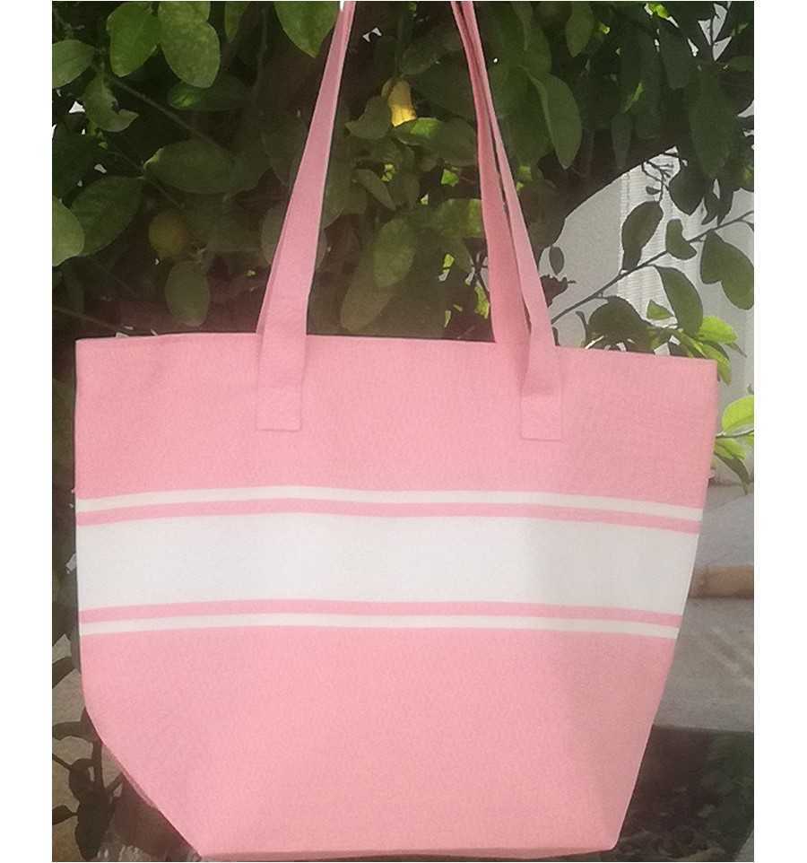 Sac de plage fouta rose dragée