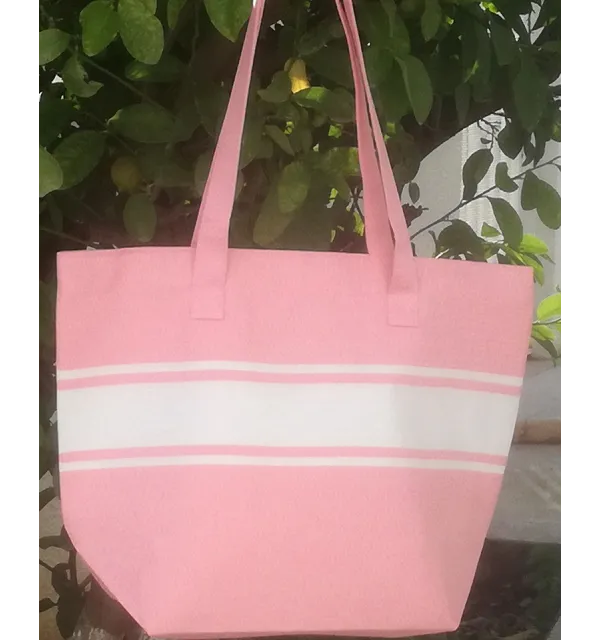 Sac de plage fouta rose dragée Fouta Tunisia - 1
