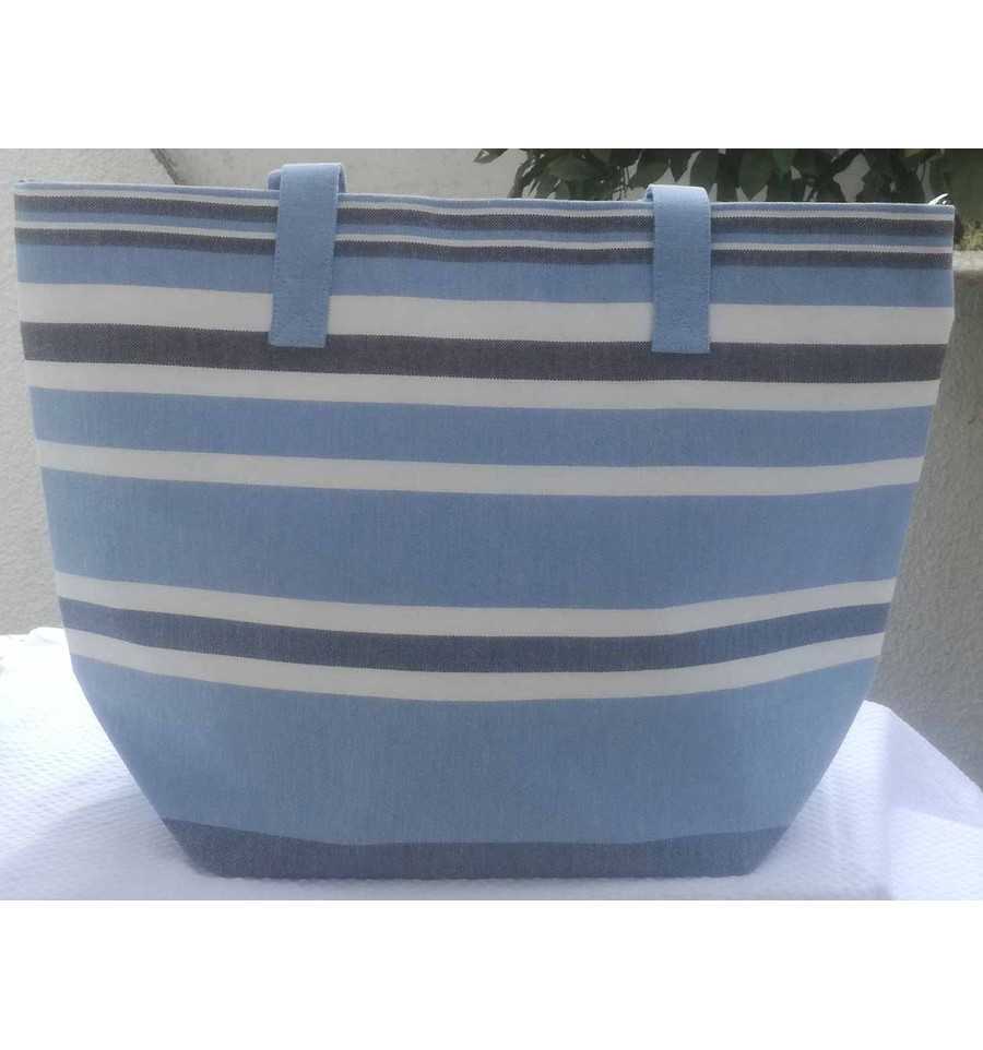 Sac de plage bleu clair, bleu minéral, blanc et gris noir