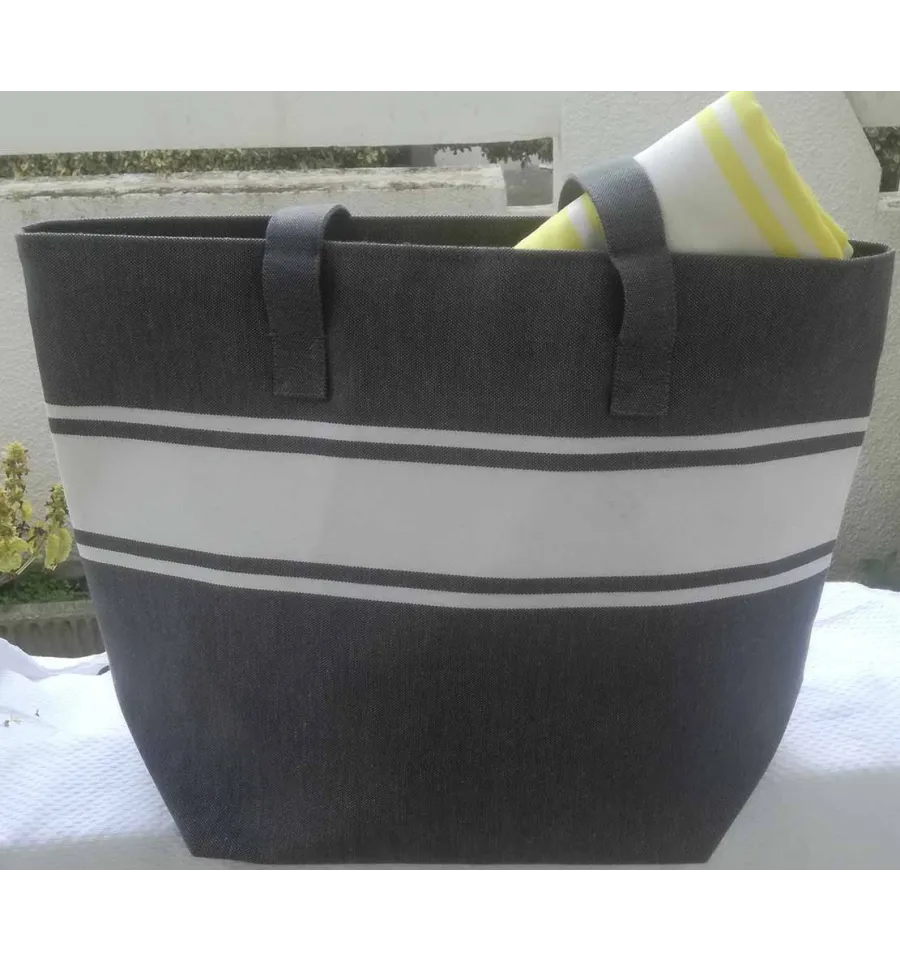 Sac de plage gris foncé Fouta Tunisia - 1