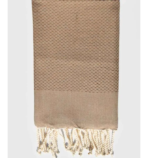 Serviette de plage unie marron bistre - 1