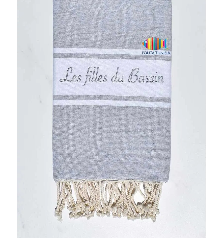 Serviette de plage brodée les filles du bassin Fouta Tunisia - 1