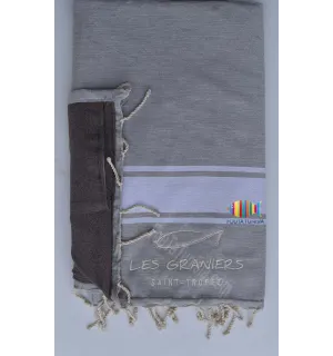 Serviette de plage éponge brodée les graniers saint-tropez Fouta Tunisia - 1