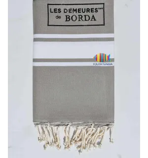 Serviette de plage brodée les demeures de BORDA Fouta Tunisia - 1