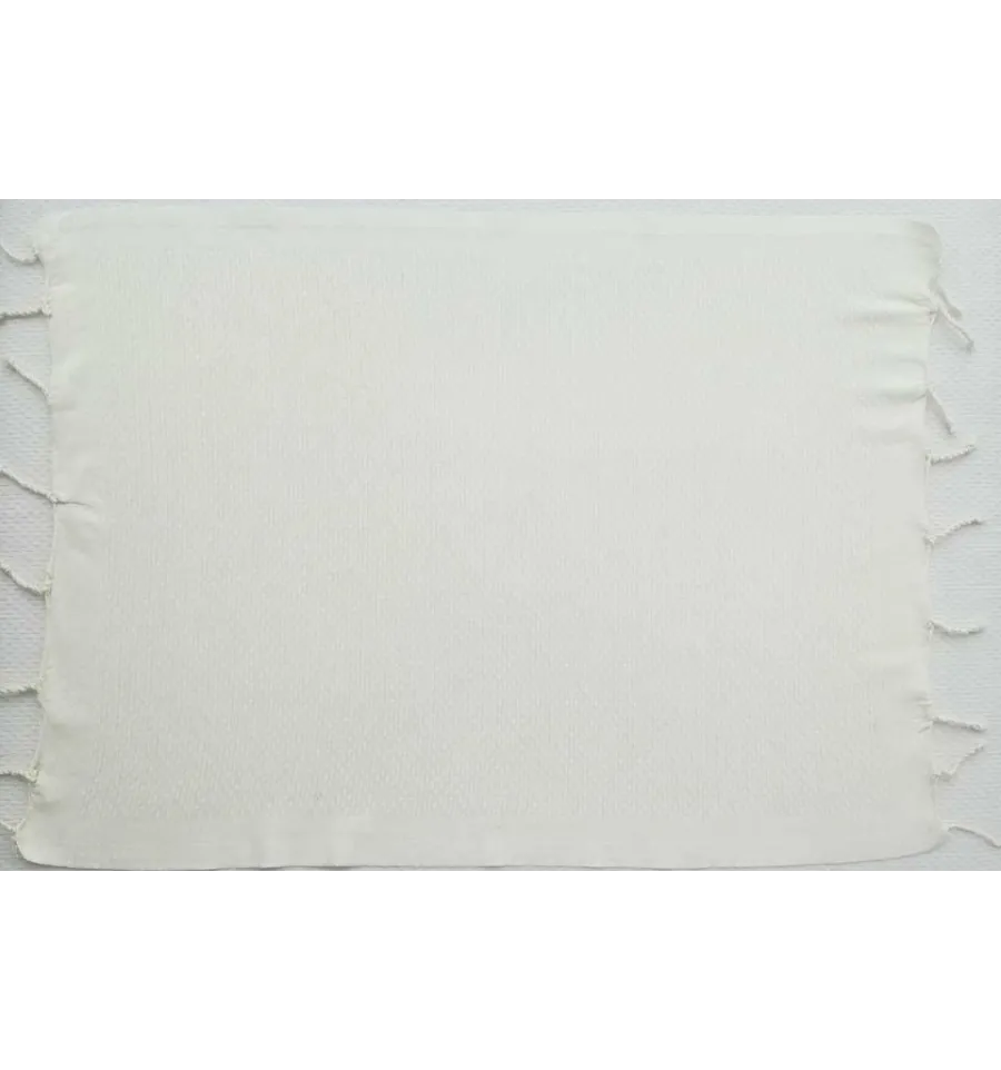 Lot de 10 serviettes de table unie couleur blanc crème Fouta Tunisia - 2