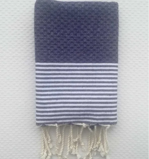 Lot de 10 serviettes de table bleu nuit Fouta Tunisia - 1