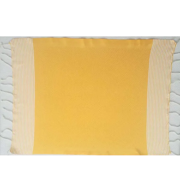 Lot de 10 serviettes de table jaune ambre avec rayures Fouta Tunisia - 2