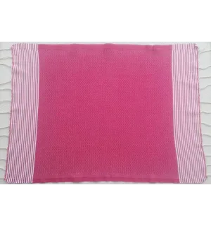 Lot de 10 serviettes de table couleur rose avec rayures Fouta Tunisia - 1 2