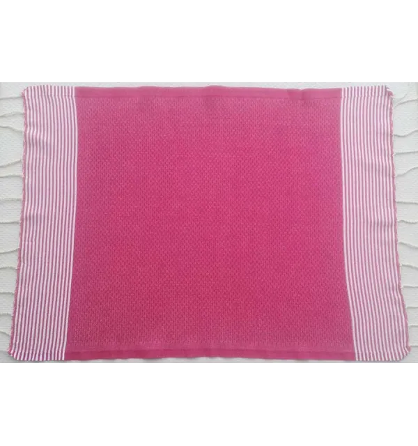 Lot de 10 serviettes de table couleur rose avec rayures Fouta Tunisia - 2