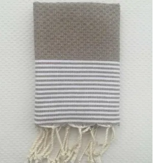 Lot de 10 serviettes de table marron taupe Fouta Tunisia - 1