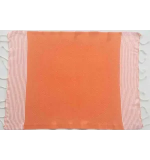 Lot de 10 serviettes de table couleur orange Fouta Tunisia - 2 2
