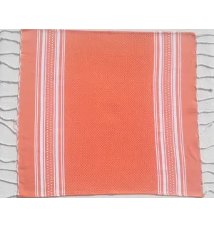 Mini serviette couleur orange carotte et blanc Fouta Tunisia - 1 2