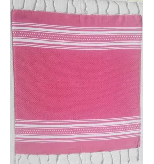 Mini serviette rose et blanc Fouta Tunisia - 1