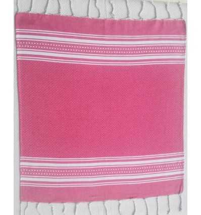 Mini serviette rose et blanc