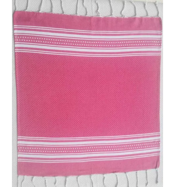 Mini serviette rose et blanc Fouta Tunisia - 1