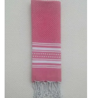 Mini serviette rose et blanc Fouta Tunisia - 1 2