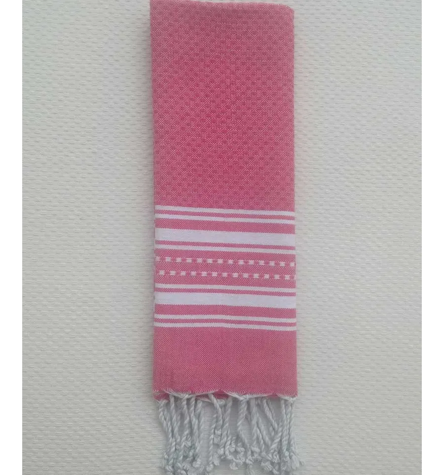 Mini serviette rose et blanc Fouta Tunisia - 2
