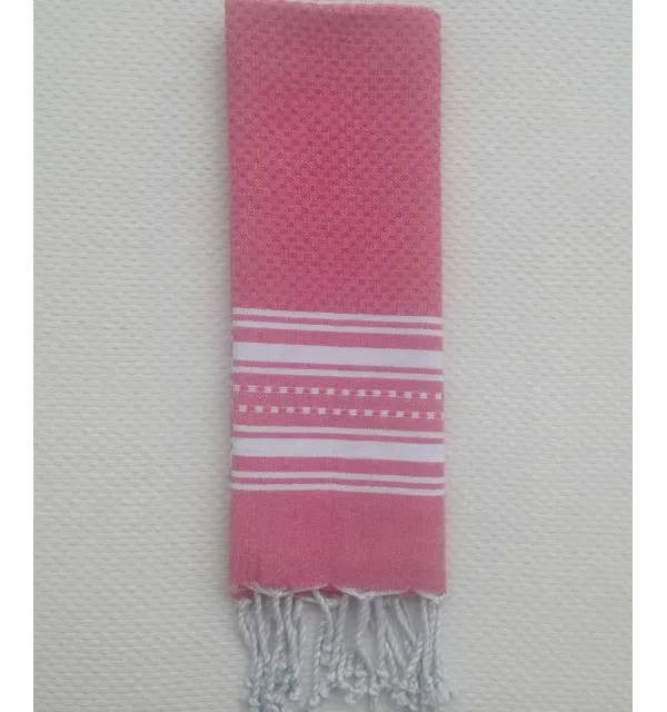 Mini serviette rose et blanc Fouta Tunisia - 2