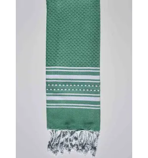 Mini serviette vert gazon avec rayures Fouta Tunisia - 1