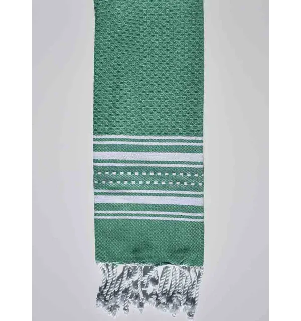 Mini serviette vert gazon avec rayures Fouta Tunisia - 1