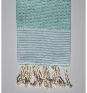 Lot de 10 serviettes de table couleur vert eau avec rayures Fouta Tunisia - 2