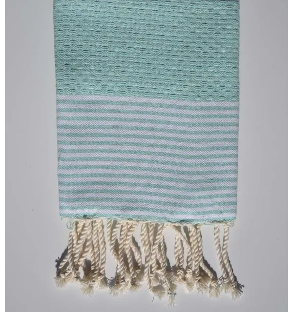 Lot de 10 serviettes de table couleur vert eau avec rayures Fouta Tunisia - 2