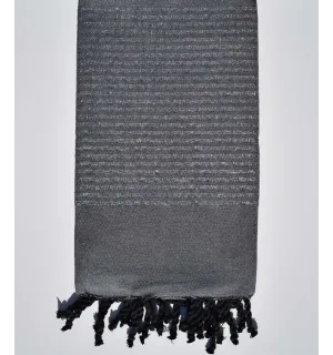 Fouta déco gris foncé avec fil lurex argenté  - 1