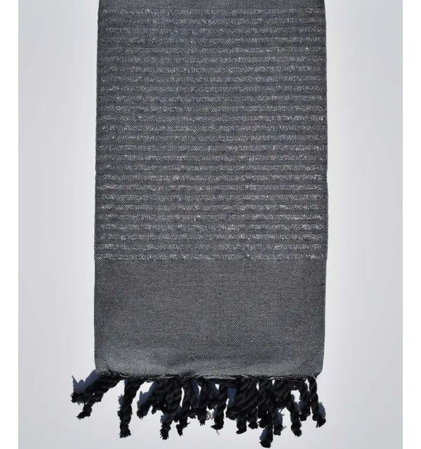 Fouta déco gris foncé avec fil lurex argenté - 1
