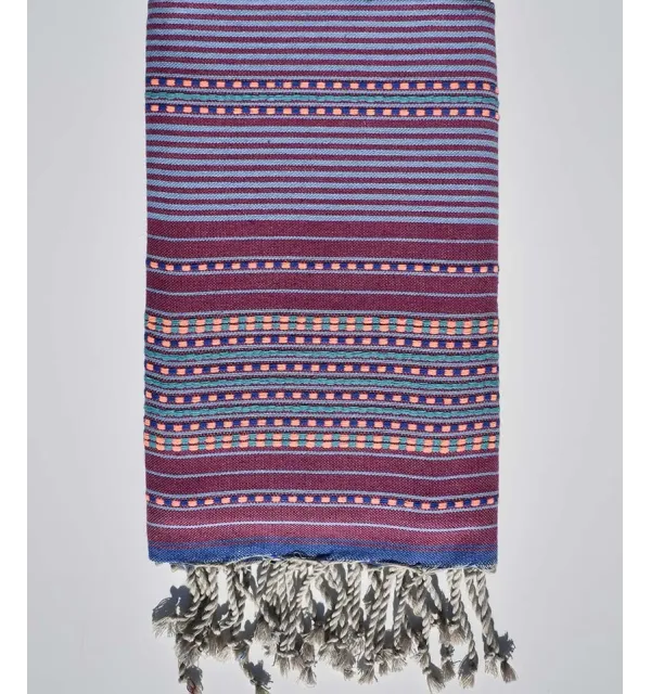 Fouta arabesque bleu acier - 1