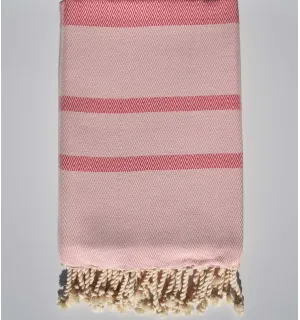 fouta chevron rose foncé et rose dragée Fouta Tunisia - 1
