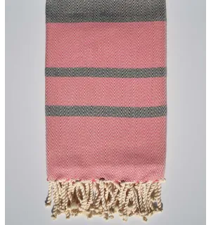 fouta chevron rose et gris ardoise Fouta Tunisia - 1