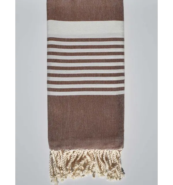 serviette de plage arthur marron noisette Fouta Tunisia - 2