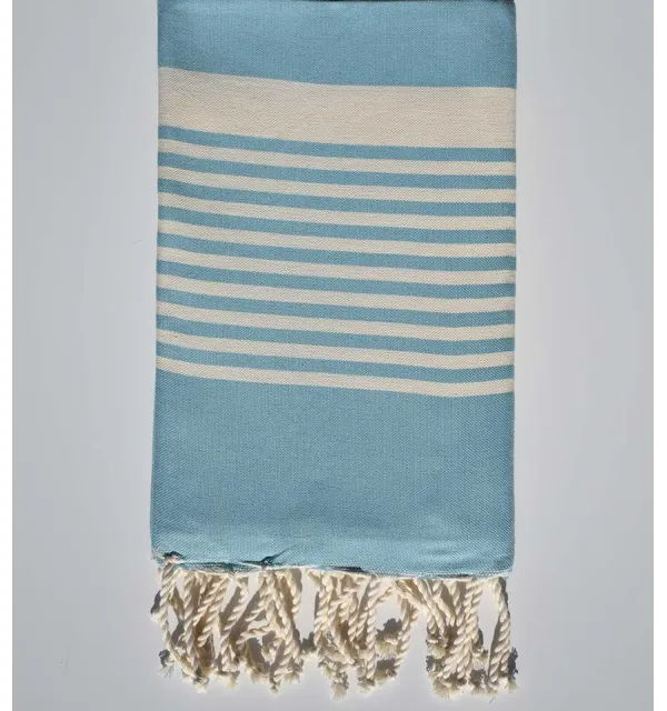 serviette de plage arthur azur clair Fouta Tunisia - 1