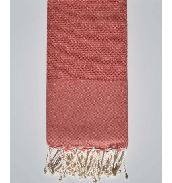 Fouta nid d'abeille unie ocre orange - 4