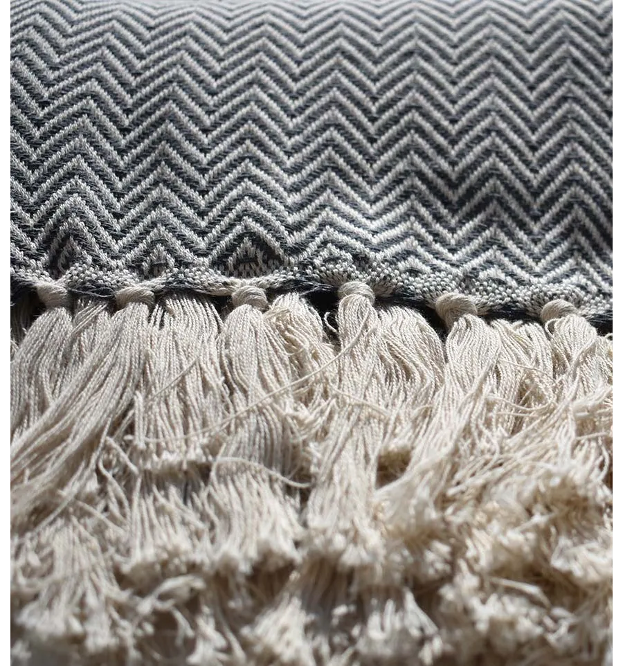 Plaid gris ardoise Fouta Tunisia - 2