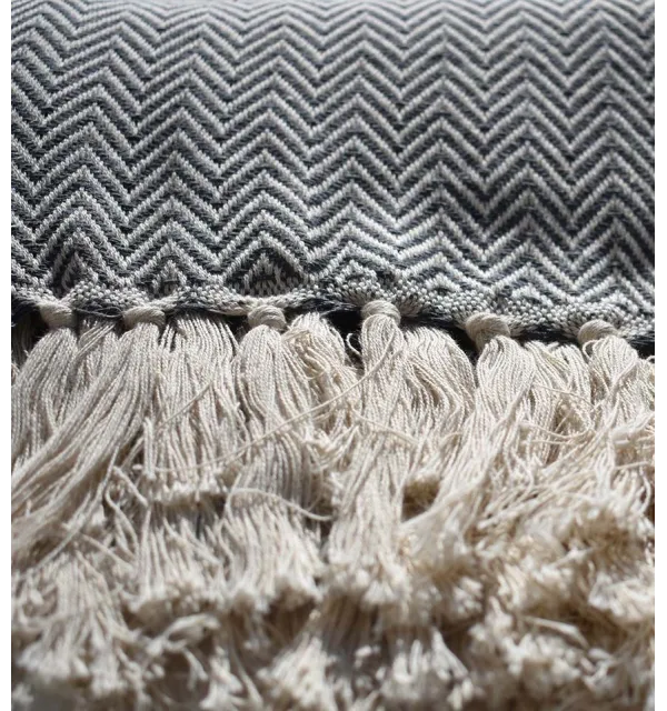 Plaid gris ardoise Fouta Tunisia - 2