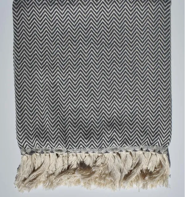 Plaid gris ardoise Fouta Tunisia - 1