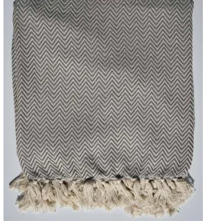 Plaid mélange couleur marron et blanc cassé Fouta Tunisia - 1