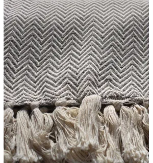 Plaid mélange couleur marron et blanc cassé Fouta Tunisia - 1 2