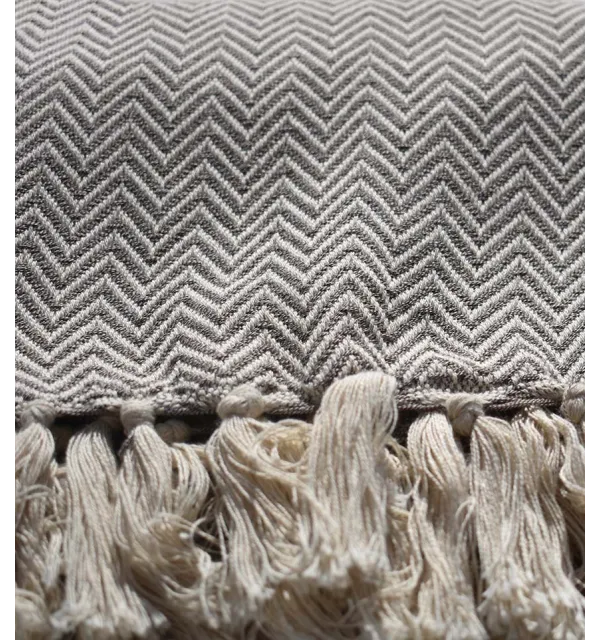 Plaid mélange couleur marron et blanc cassé Fouta Tunisia - 2