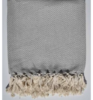 Plaid gris clair Fouta Tunisia - 1