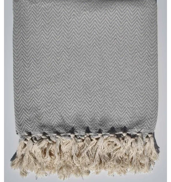 Plaid gris clair Fouta Tunisia - 1